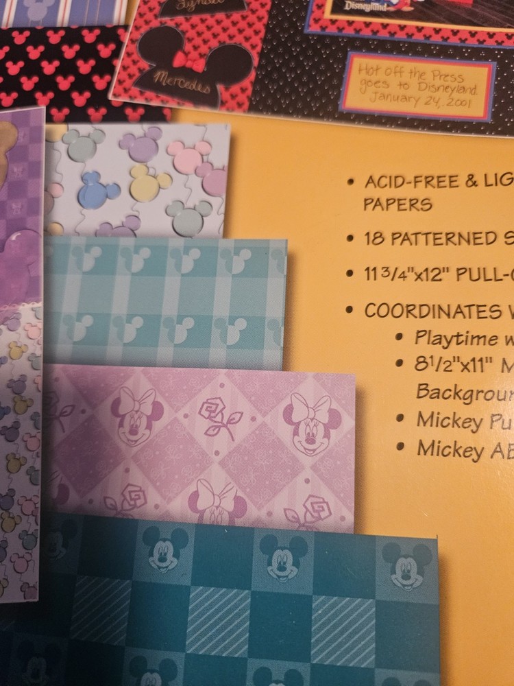 Paper Pizazz-Mickey Mouse-18 Patterned Sheets-11 3/4"x12" Pull Out Pages ect