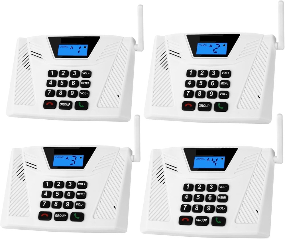 Wireless Intercoms for Home Hand Free 5300 Feet Range Two Way Intercoms (4 Pack)