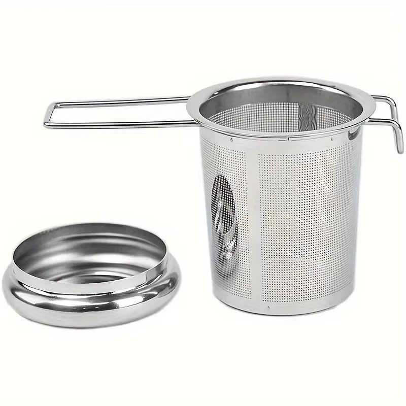 Stainless Steel Tea Filter with Folding Handle Loose Leaf Strainer with Lid*