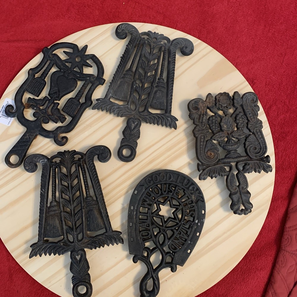 5 Antique Cast Iron Trivets
