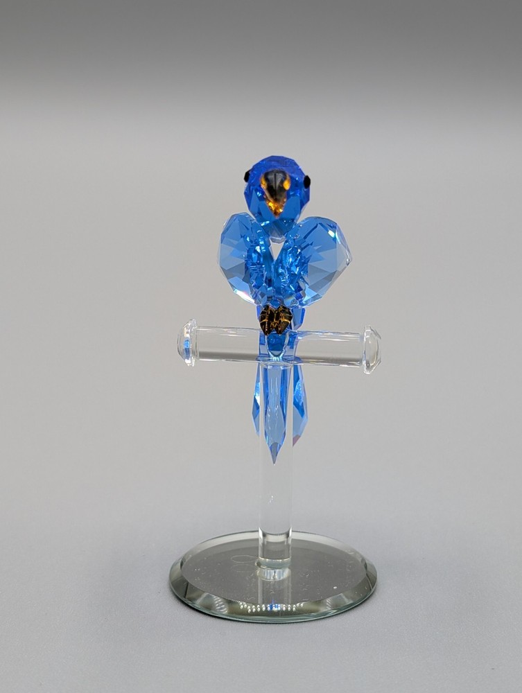 Glass Parrot On A Perch Figurine 3"