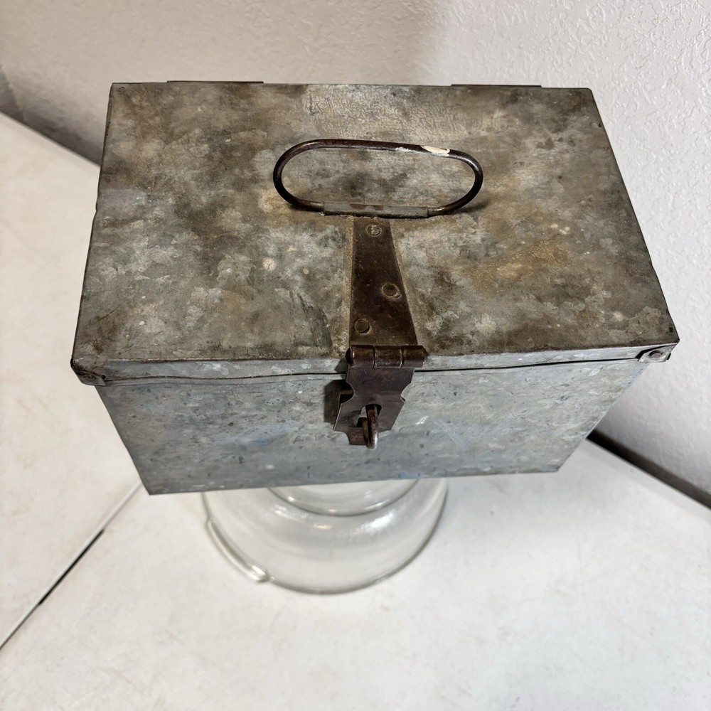 Handmade Vintage Latching Metal Toolbox Unique Box 10x7x7