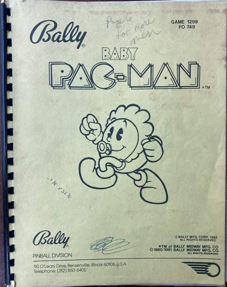 Bally Baby Pac Man Service Manual