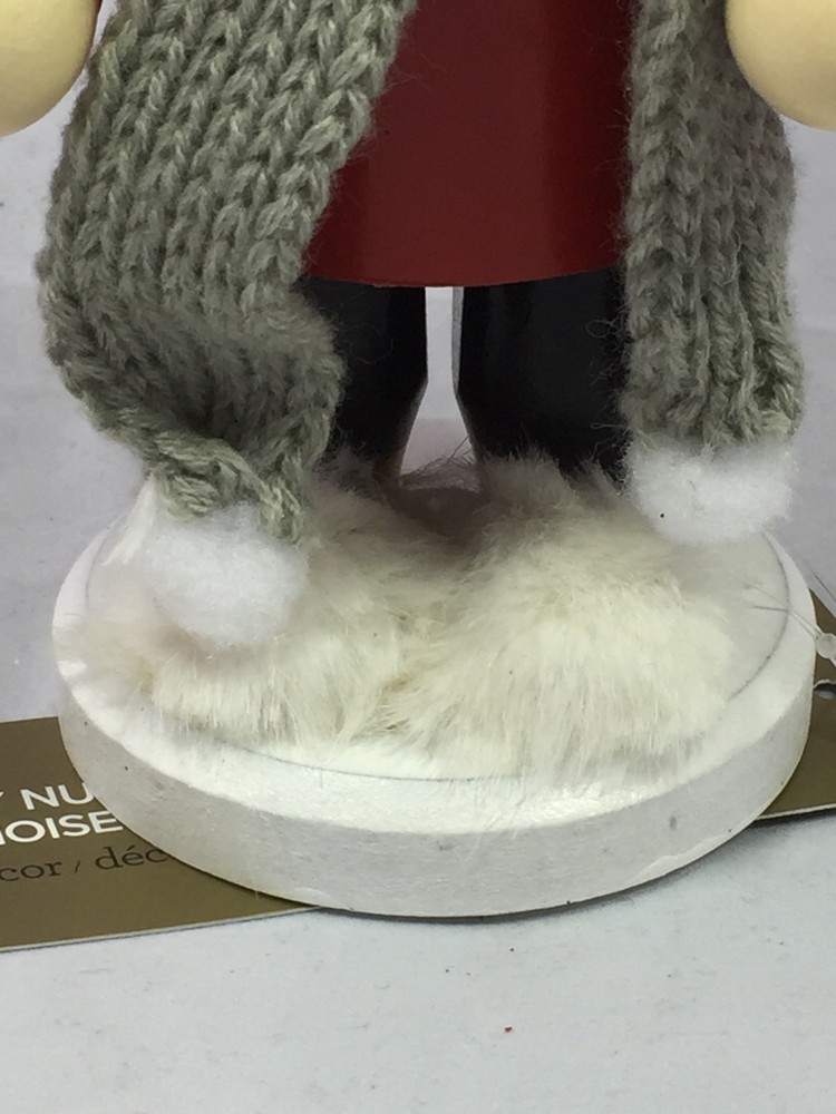 Small Wooden Bear Nutcracker With Toque Christmas Decor