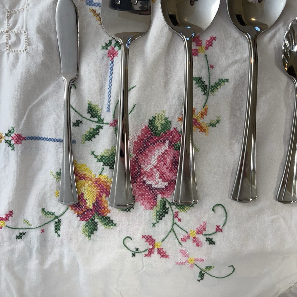Reed & Barton BOULEVARD Stainless 5pc Hostess Serving Set - Ridges Glossy