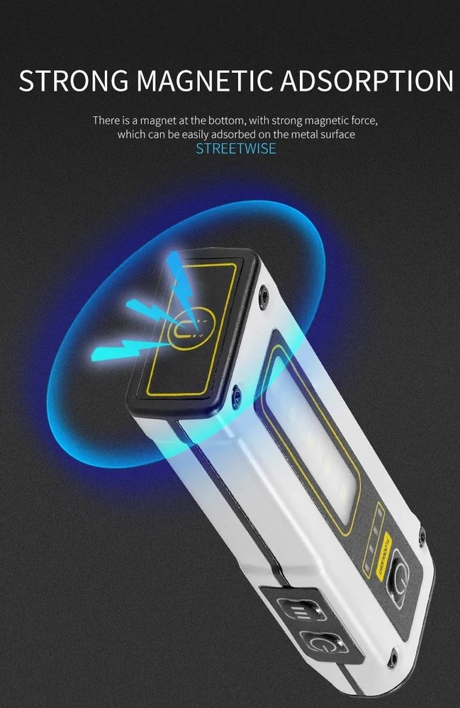 Mini Rechargeable LED Flashlight Magnetic Work Light COB Side Light Power Bank