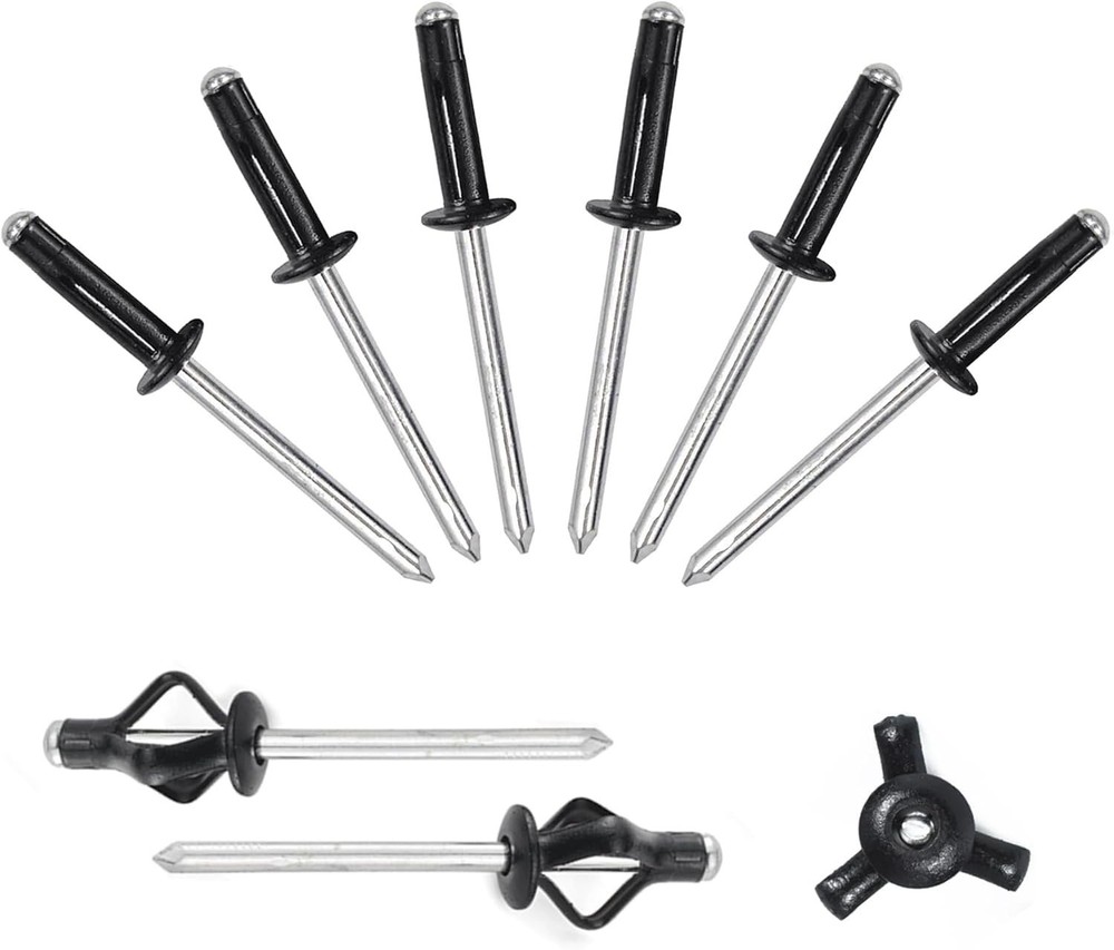 3/16" x 5/8" Tri-Fold Rivets Assortment - 60Pcs,Black Tri-fold Exploding Pop.