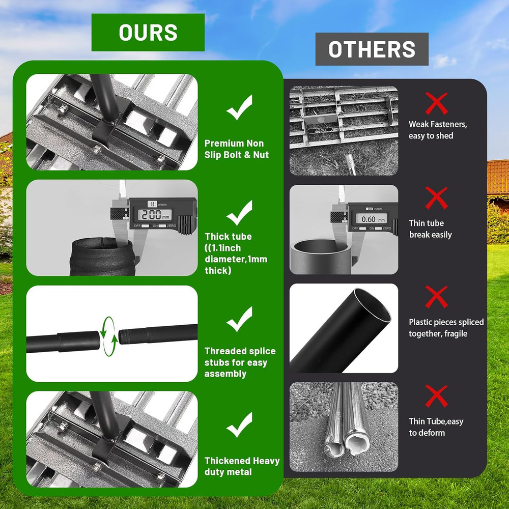 Adjustable Lawn Leveling Rake with Durable Stainless Steel Handle