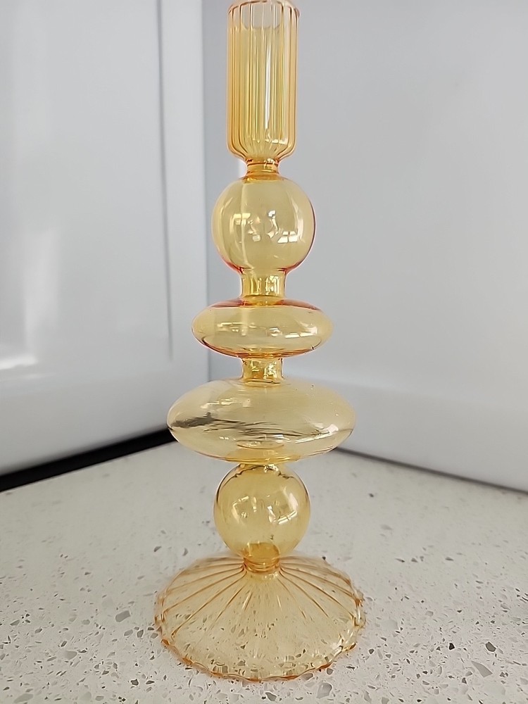 Orange Glass Candle Holder Bubbles
