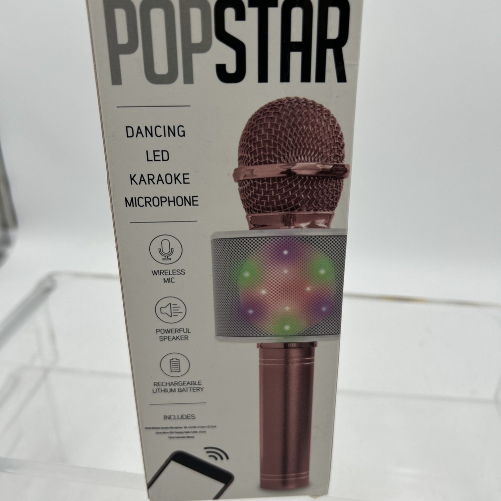 Karaoke Studio Bluetooth Microphone Pink Tech Solutions Dancing LED Speaker