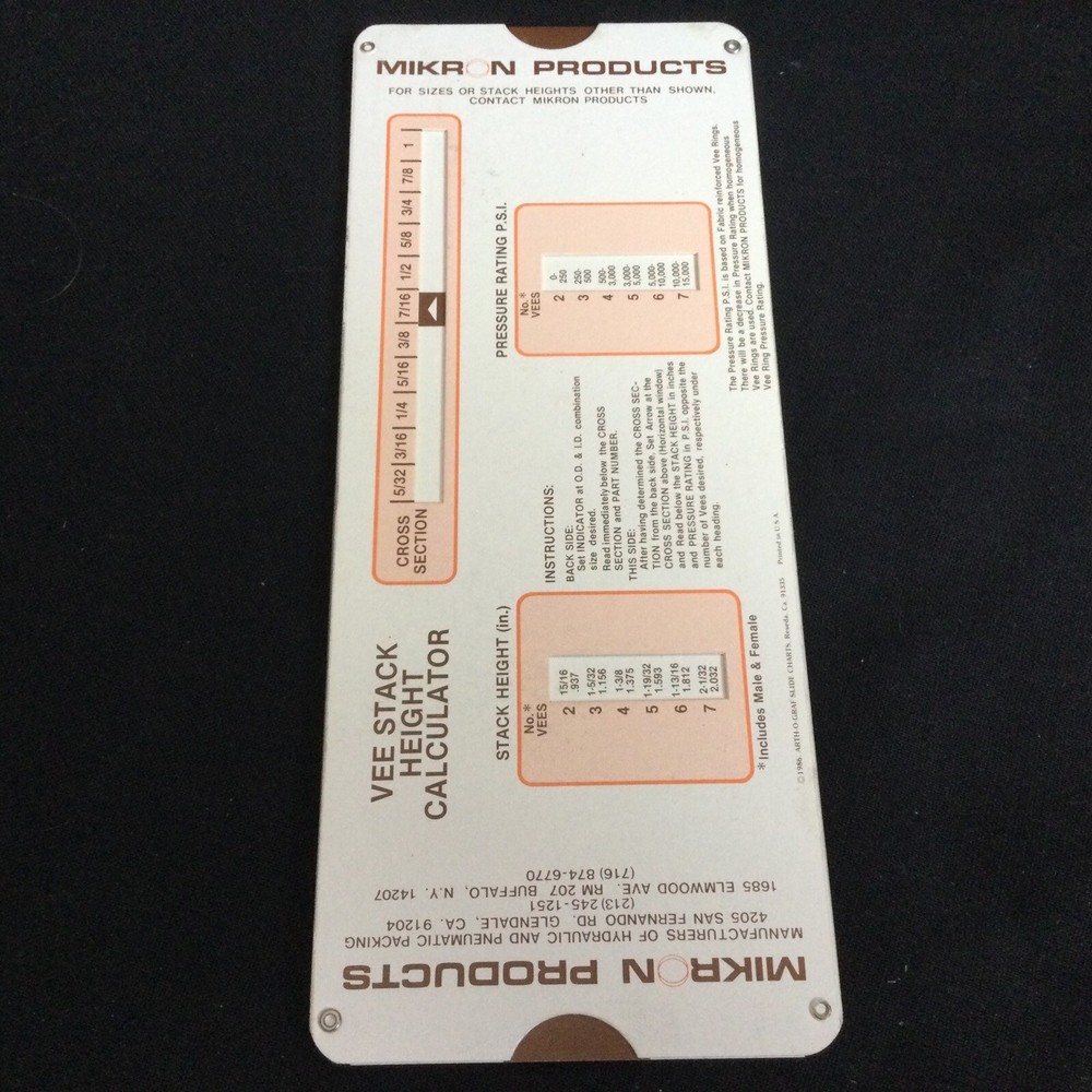 Mikron Products Vee Stack Height Calculator