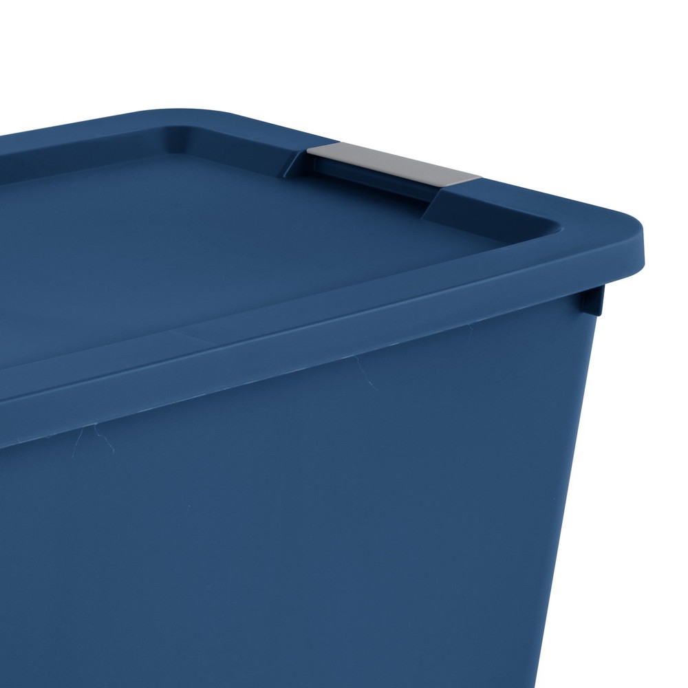 Extra Large Storage Bin, 34 Gallon Plastic Storage Container with Latch Lid,Blue