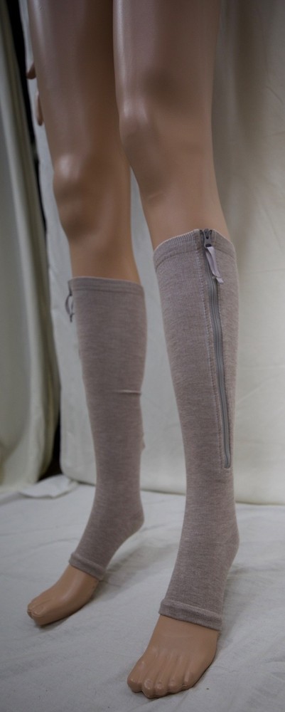 Open-Toe Compression Socks, side zippers, XS.