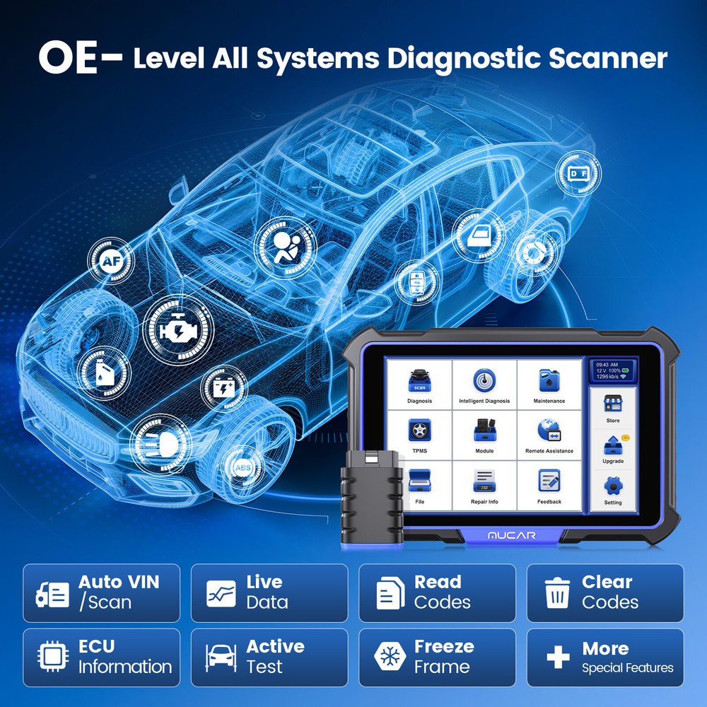 MUCAR VO8 Bidirectional Scanner Auto Diagnostic Tool Full System K!ey Programmer