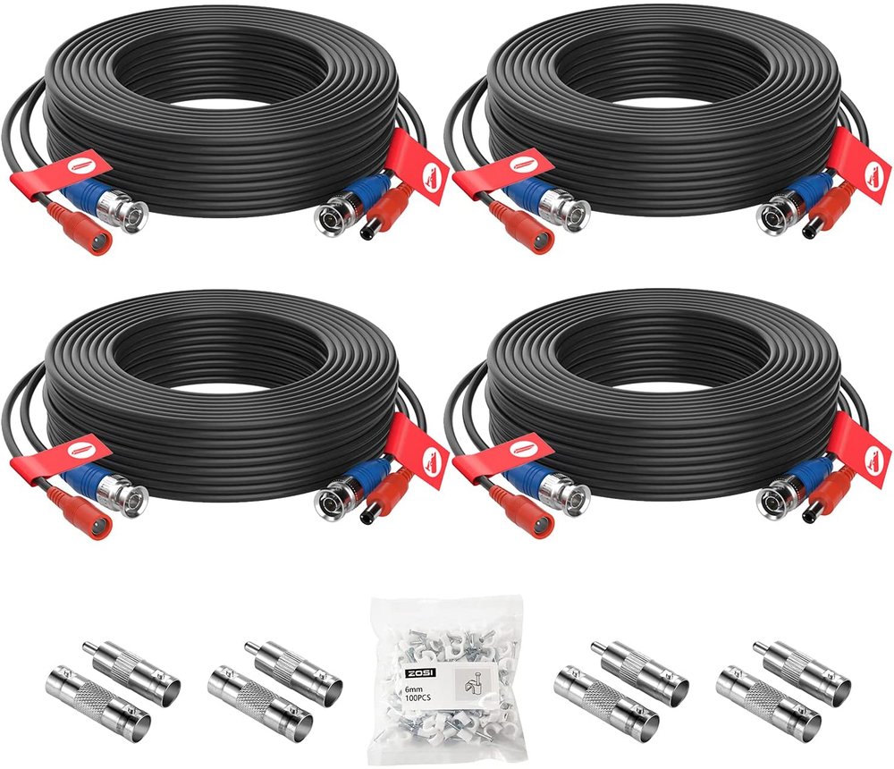 ZOSI Security Camera Cable 60FT DC Power BNC RCA Connector Surveillance wire