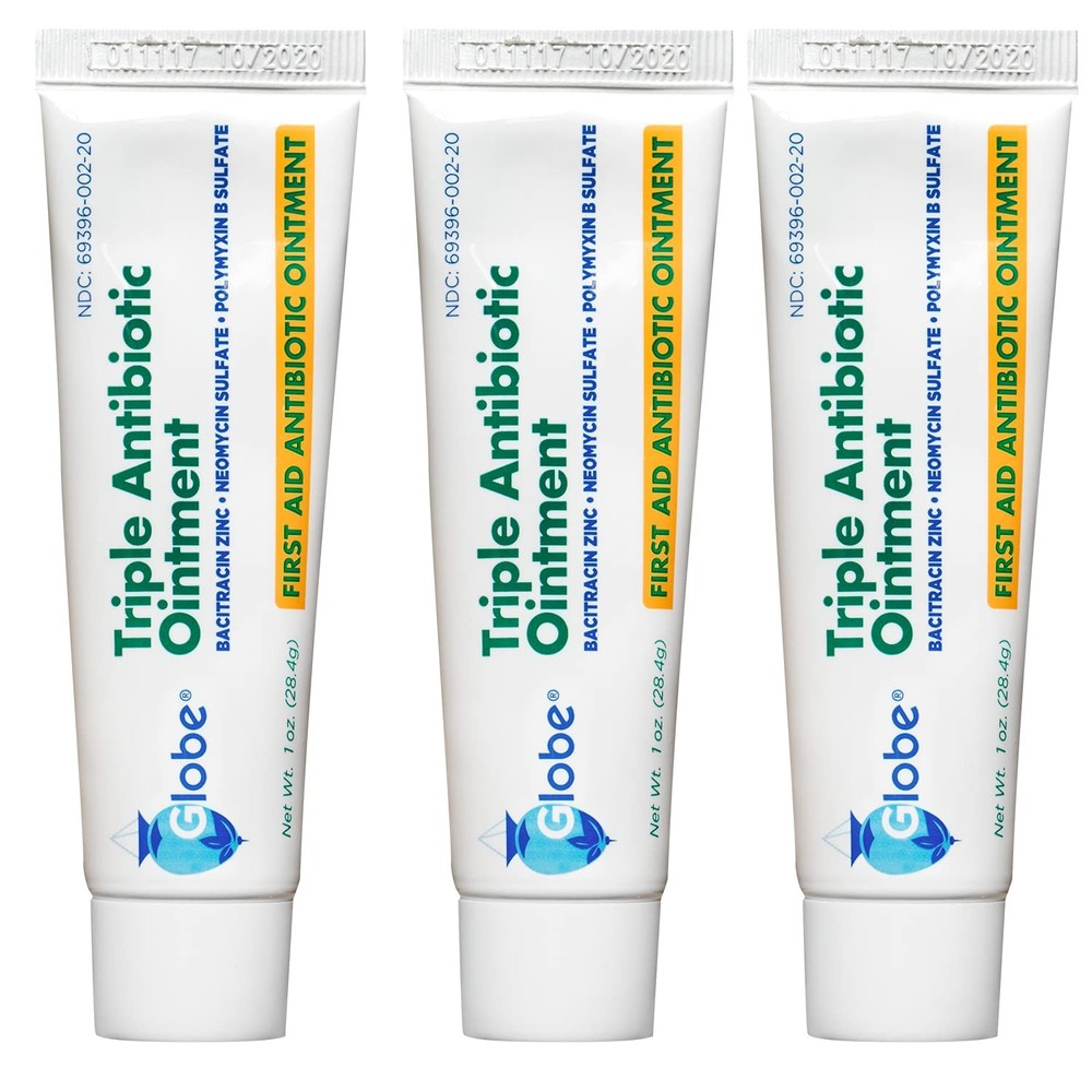 Globe (3 Pack 1oz Triple Antibiotic Ointment, First Aid Ointment for Clear