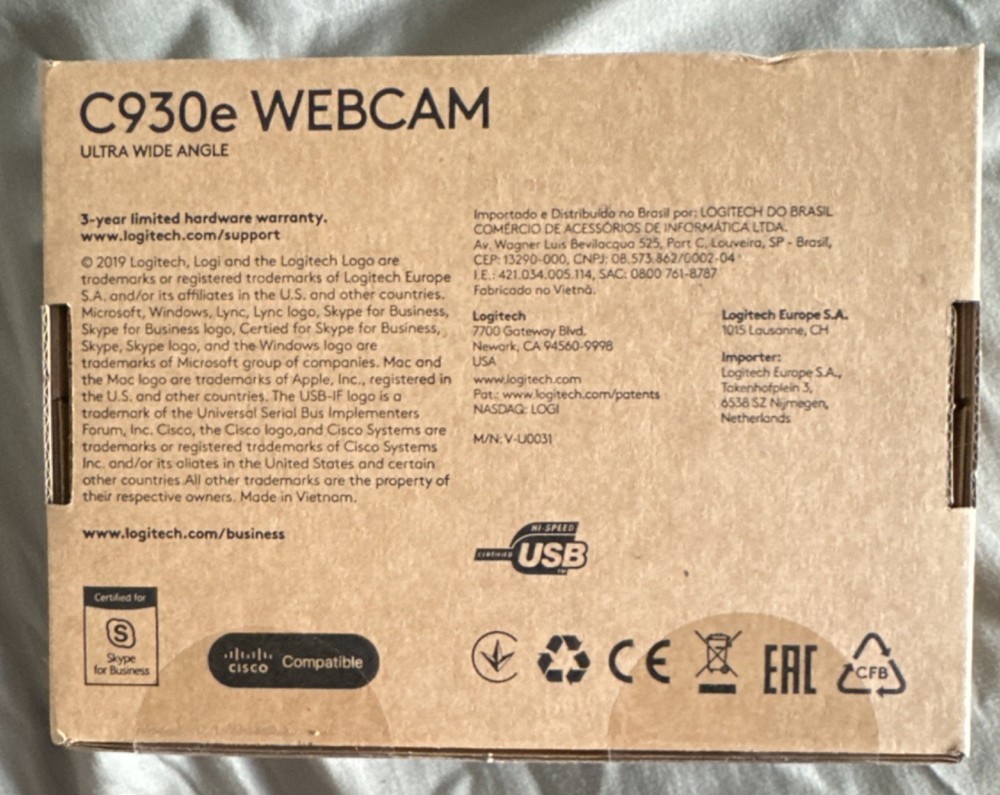 Logitech C930e Ultra Wide Angle USB Webcam sealed