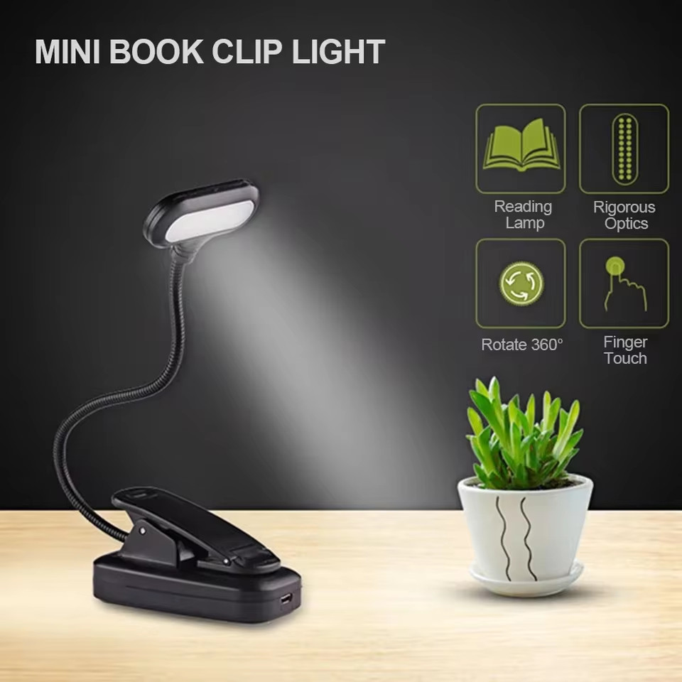 USB Rechargeable Mini LED Clip-On Book Lamp Flexible Study Light Modren style