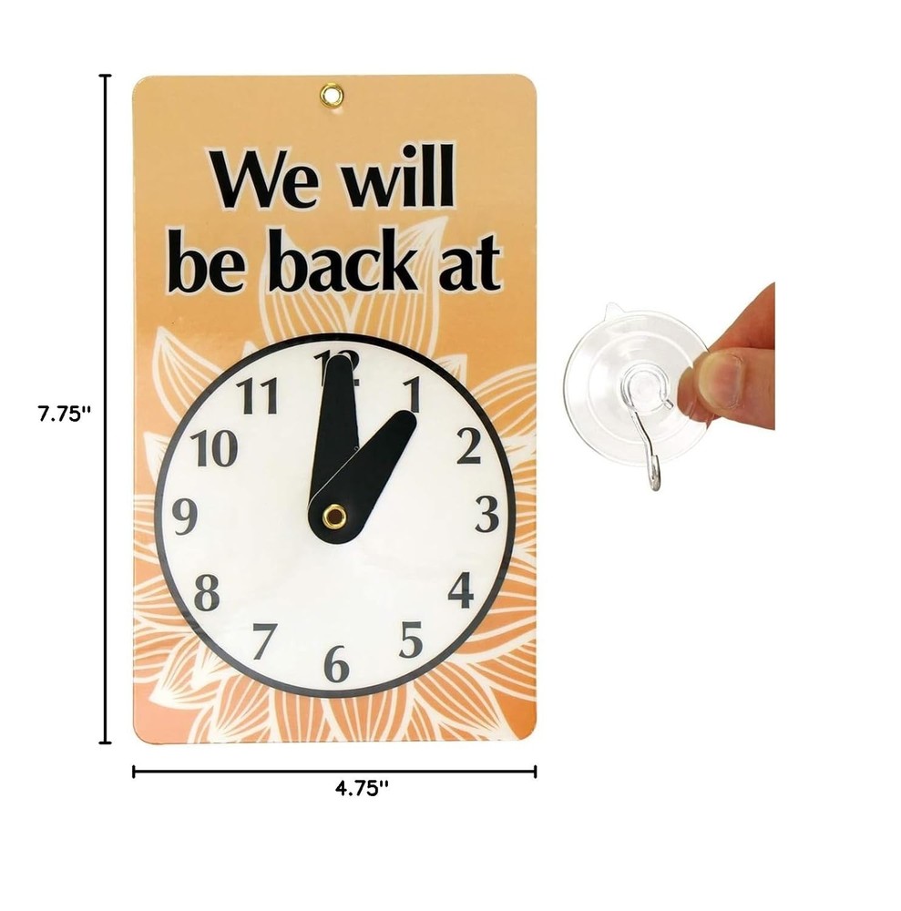 “We Will Be Back - Welcome We are Open” Two-Sided Be Back Clock Sign | 7.75" ...