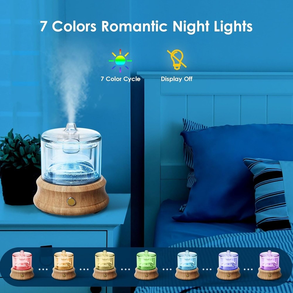 Glass Essential Oil Diffuser, 80ML Small Reservoir Transparent