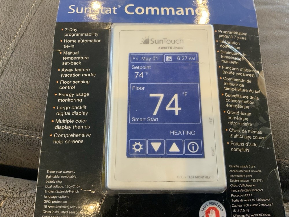 SunTouch SunStat Command Color Touchscreen Programmable Floor Heating Thermostat