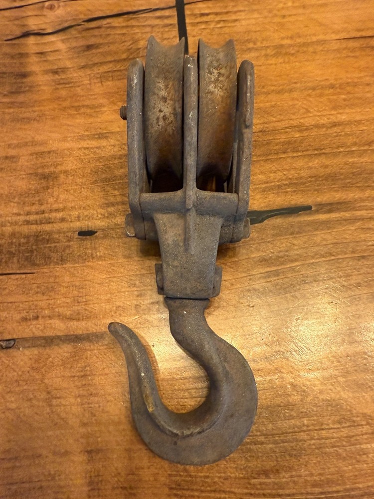 Vintage Rustic Cast Iron Block & Tackle Pulley