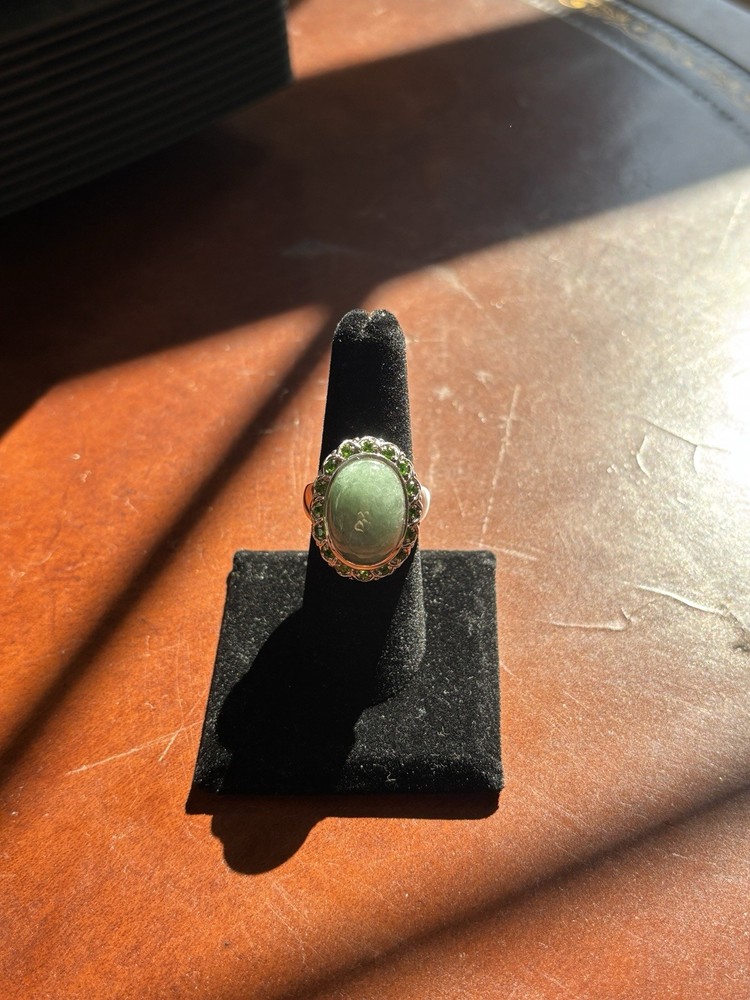 Sterling Silver Statement ring with green and turquoise coloring size 8