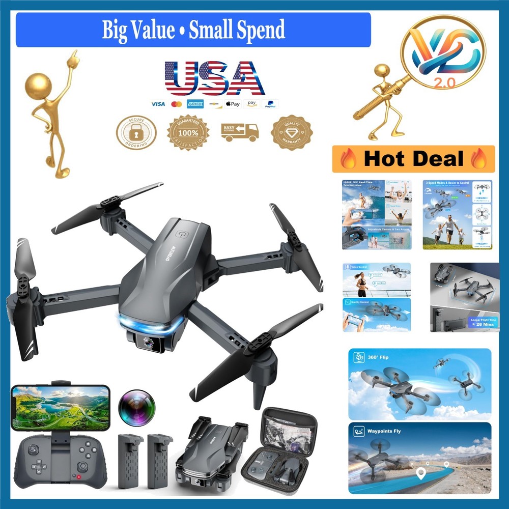 Foldable Drone with Camera 1080P HD FPV App Control for Beginners Adults