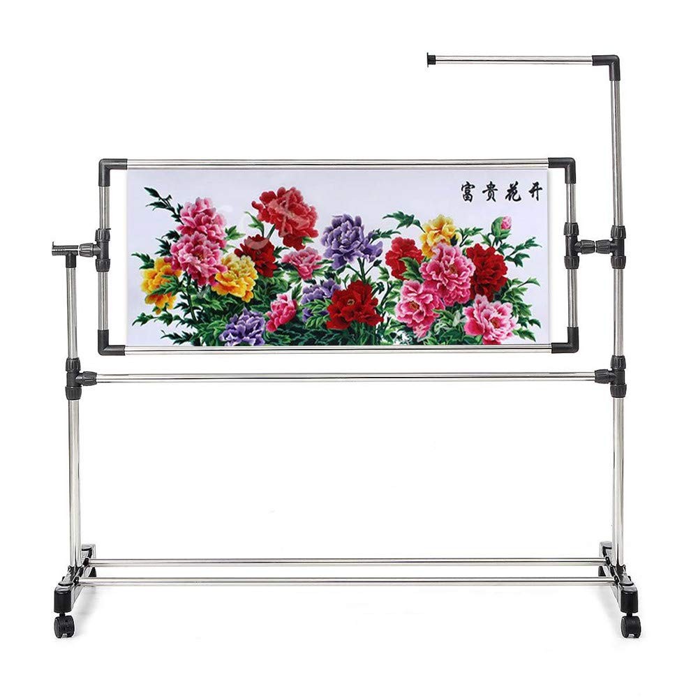 Needlework Floor Frame, Adjustable Cross Stitch Craft Stand, Standing Embroid...