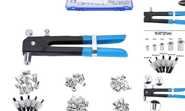 Threaded Rivet Nut Setter Insert Tool Kit 86pcs Hand Riveter Rivnut Nutsert