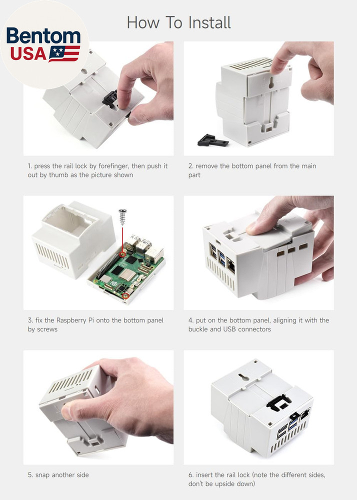DIN Rail ABS Case for Raspberry Pi 5, Large Inner Space, Injection Moduling