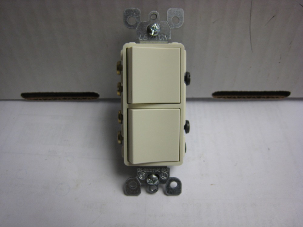 Leviton 5643-A COMBO Switch, 3-Way Double Rocker - Almond