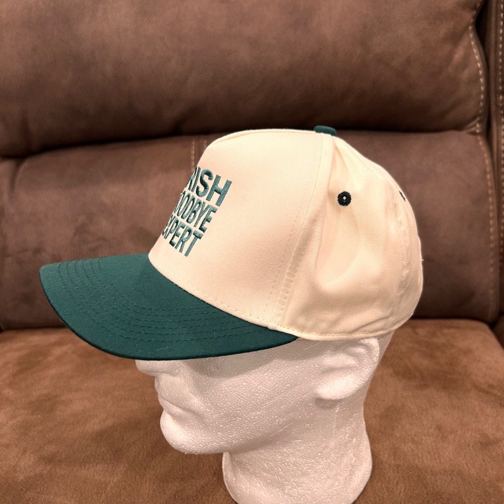 Irish Goodbye Expert ~ Green/Beige Canvas Snapback Hat - Adjustable