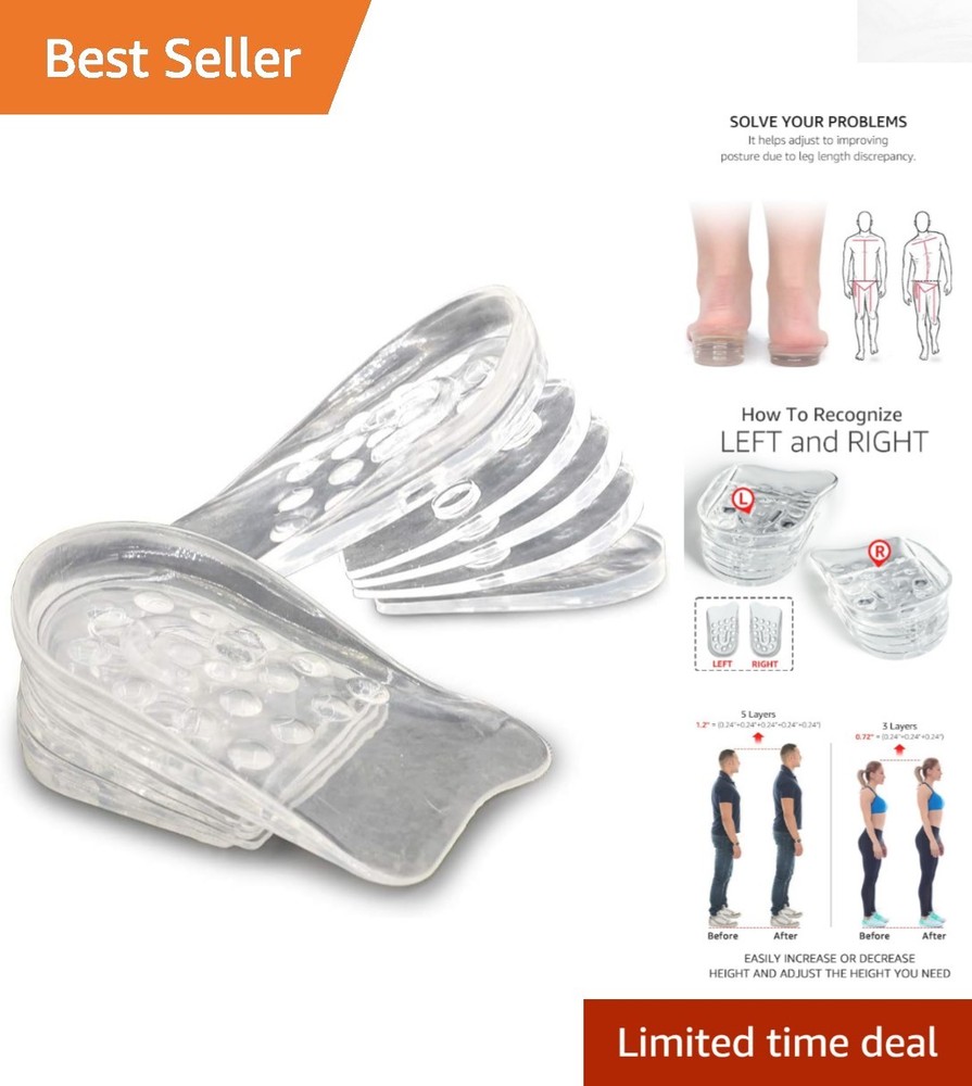 Gel Heel Lift Inserts: Adjustable 5-Layer Design for Pain Relief & Height Boost