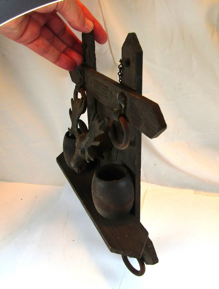 Antique Match Stick Holder - Moose - Rustic Cabin Decor - Wall Mount