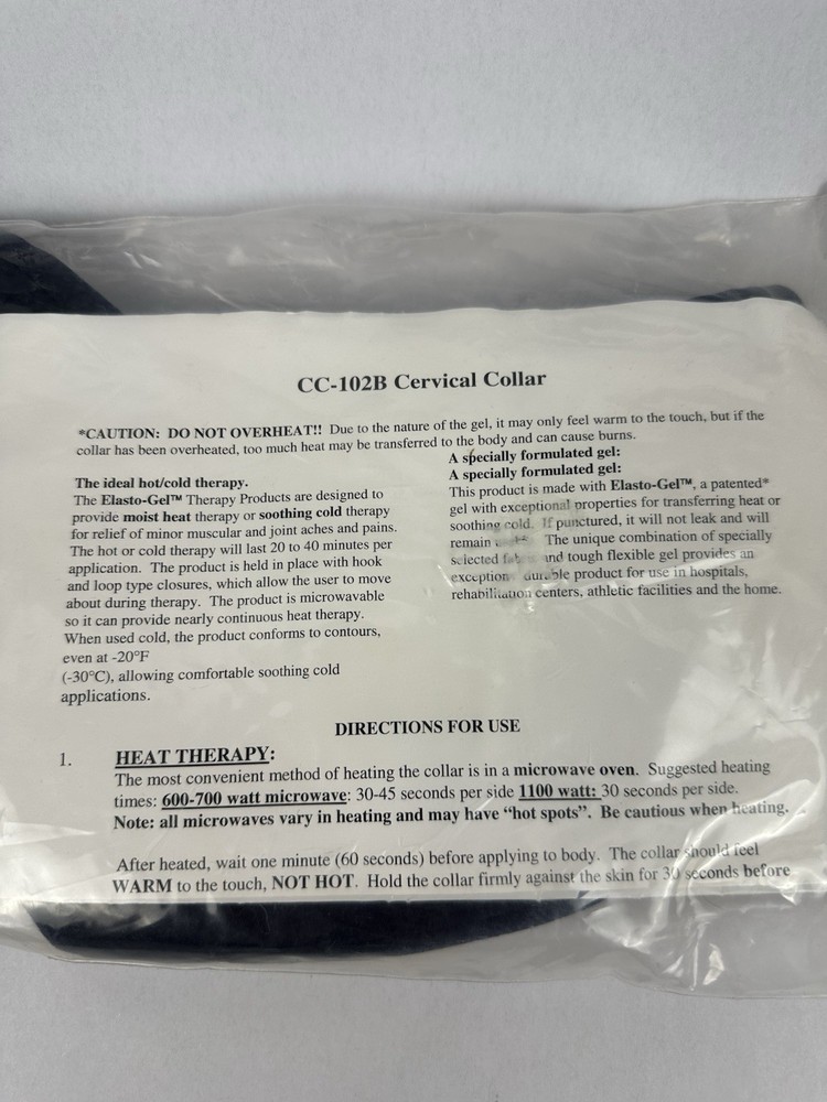 Elasto-Gel CC102b Neck Cervical Collar Hot Cold Therapy Microwaveable Leak Proof