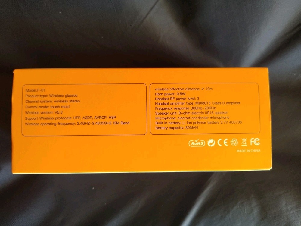 Glasses Wireless Headset Bluetooth Model F-01