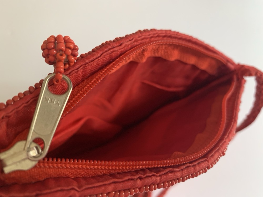 Vintage Red Beaded Purse With Target Pattern