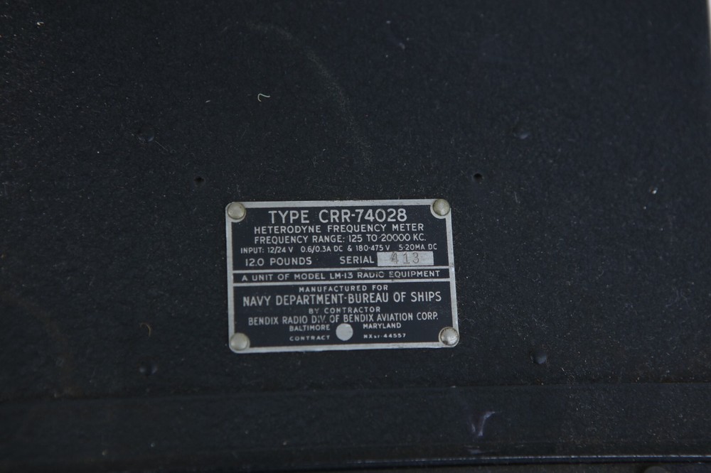Navy Dept CRR-74028 Frequency Indicating Equipment