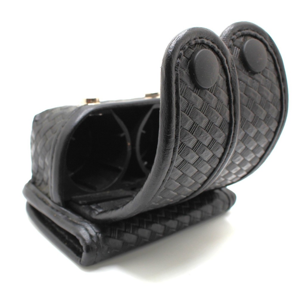 Double Speedloader Case Basketweave Snap Closure Revolver Shooting