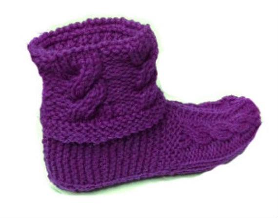Vertical Braided Cuff Slippers Booties Printed Knitting Pattern  