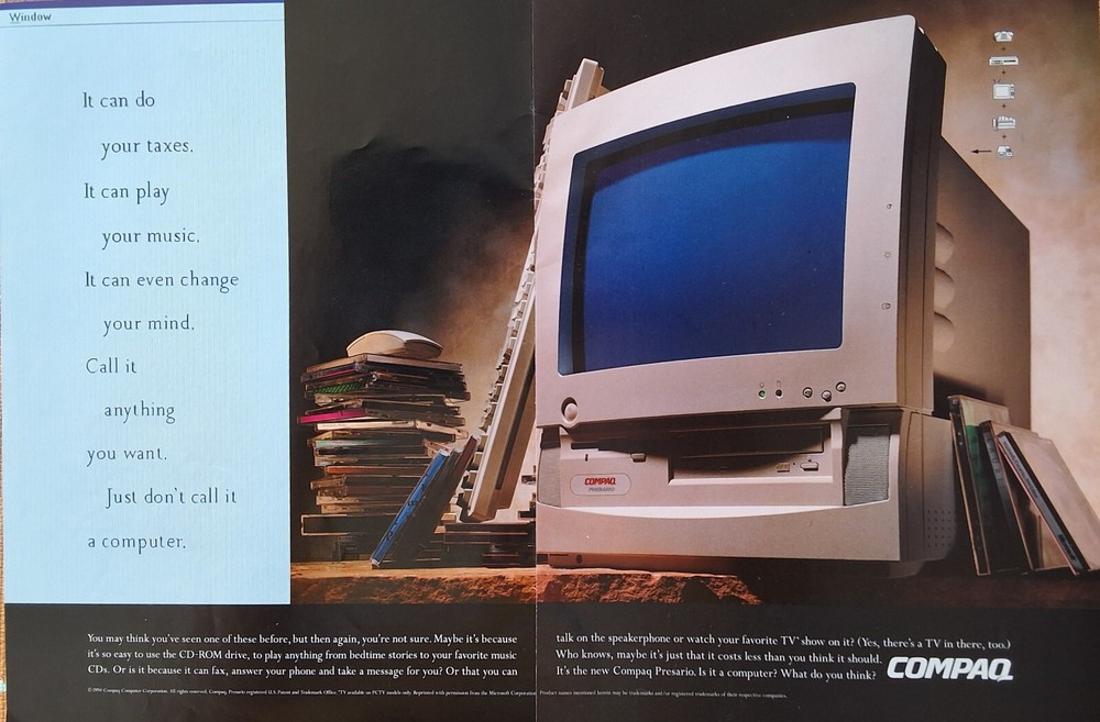 Vintage Compaq PC Computer - Early High Tech 1994 Art AD