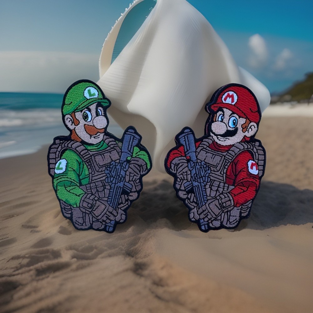 Tactical Mario Bros Embroidered Hook/Loop Morale Patch Set