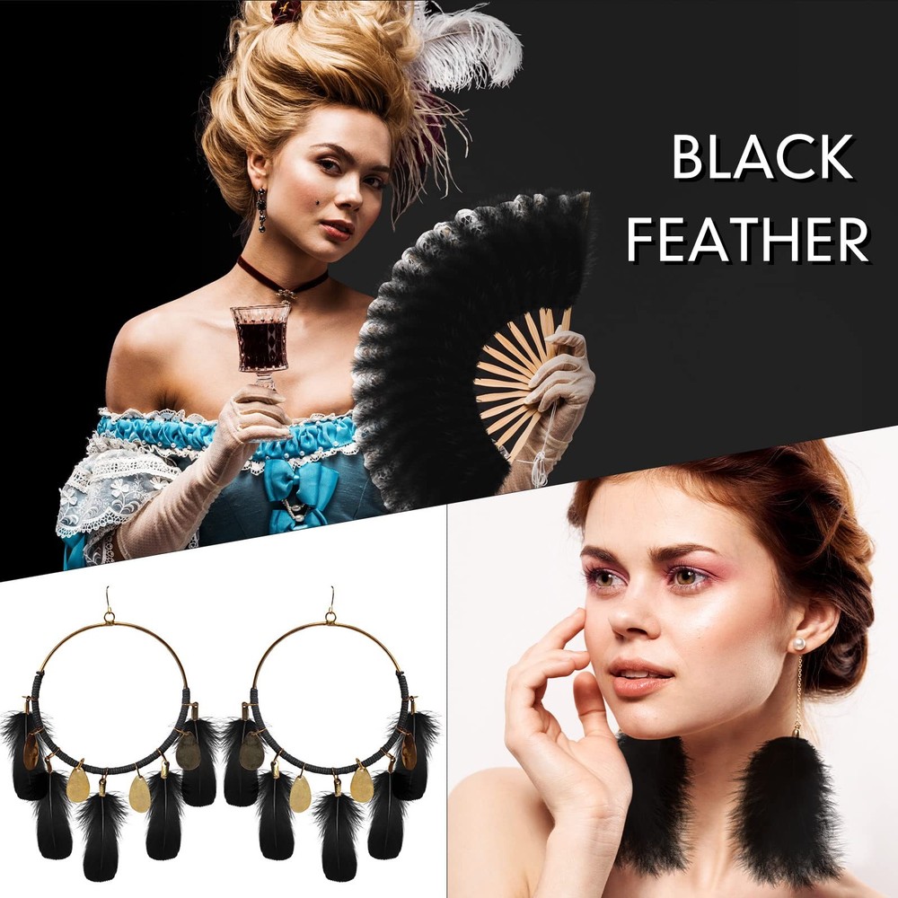 500 Pcs Black Feathers for Crafts Assorted 5 Styles Mixed Black Craft Feather...