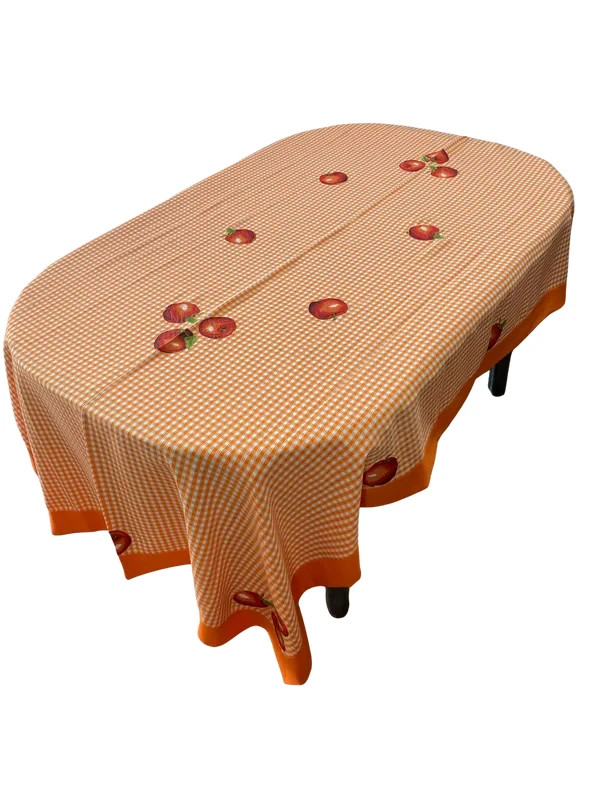 Poggio Rectangular Tablecloth Set for 12, 140x255 cm, Orange