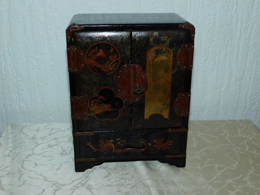 Antique Miniature Lacquer Cabinet! Very Decorative!