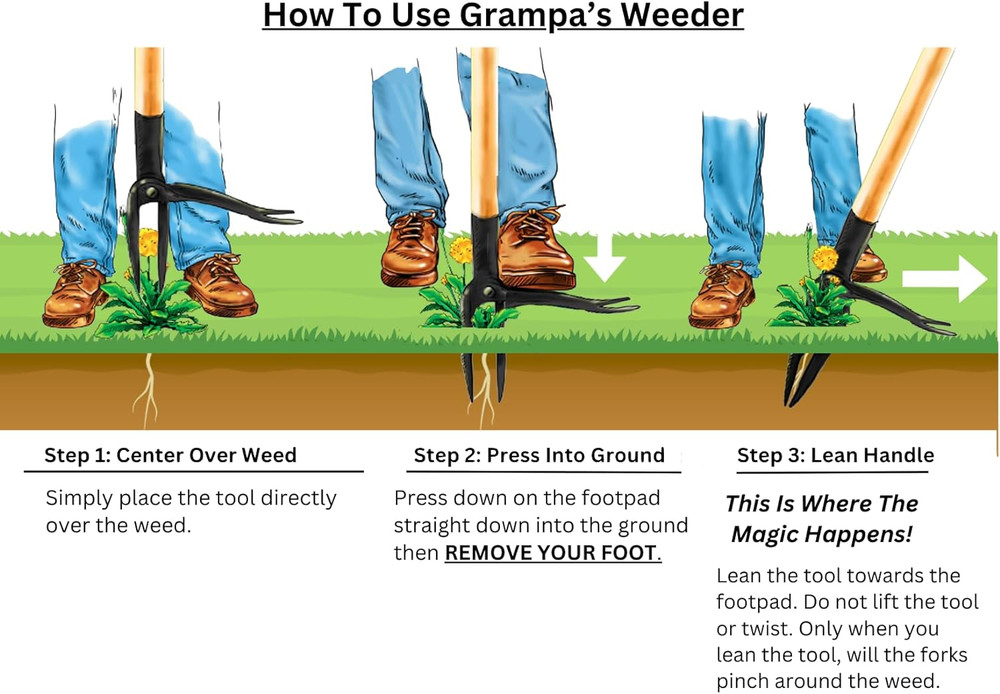 - the Original Stand up Weed Puller Tool with Long Handle - Made with Real Bambo