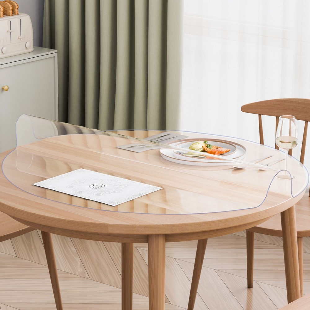 Plastic Table Cover 42 x 42 Inch 2.0 mm Thick Clear Table Protector Round