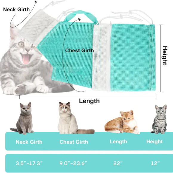 Cat Bathing Bag & Puppy Shower Sack – Adjustable