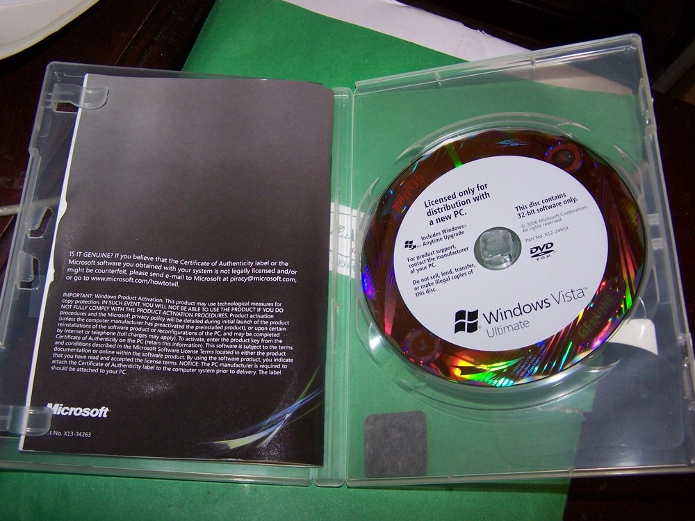 Windows Vista Ultimate 32 Bit DVD with key